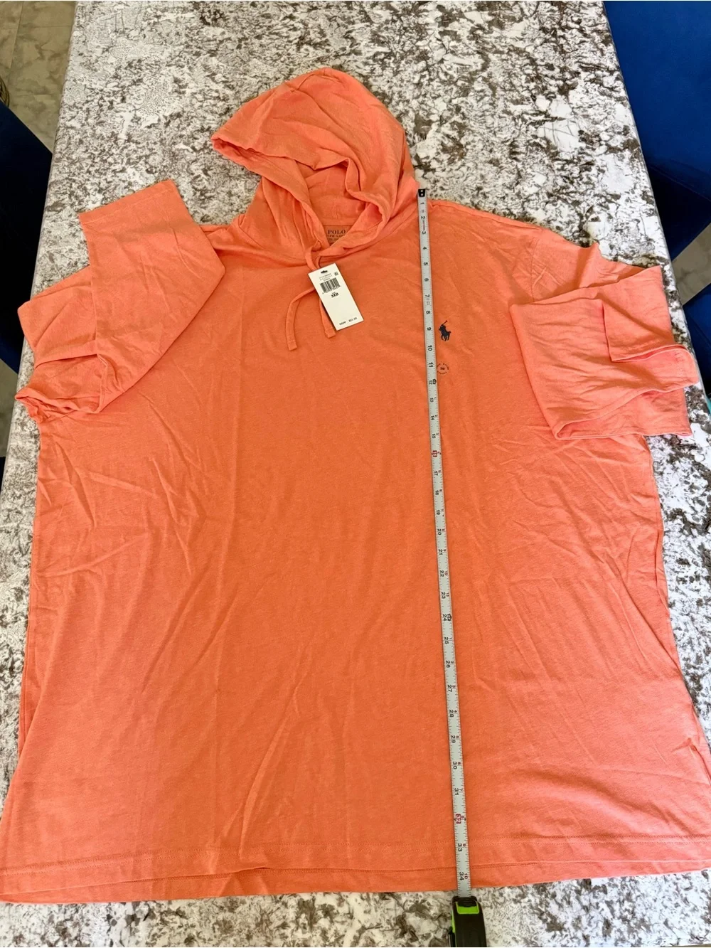 Polo Ralph Lauren Men’s 3XB Orange Hooded T-Shirt Big Tall Cotton NWT
